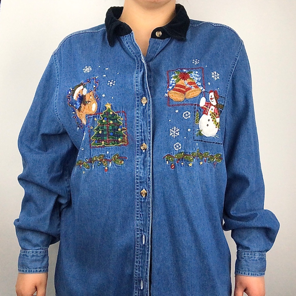 Vintage Christmas Button Up